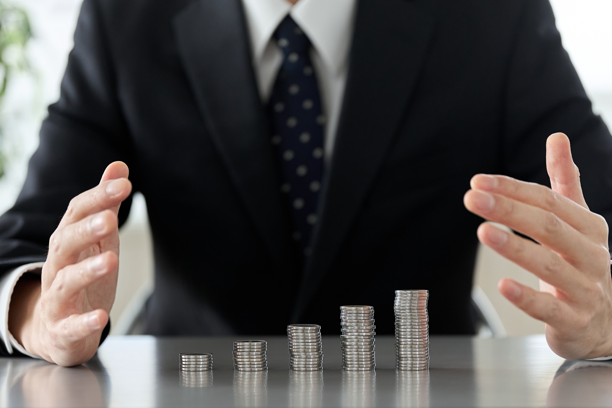 Business image of piling up money